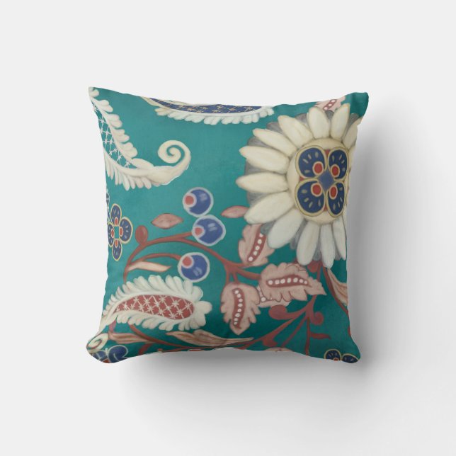 Coussin Gras moderne Marocain Paisley Peacock Blue Navy (Recto)