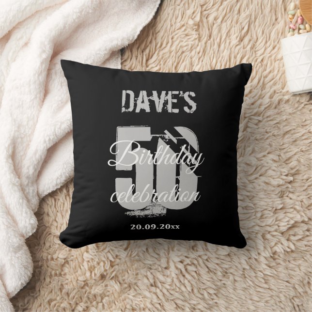 Coussin Gras Noir Personnalisé 50ème N'importe quel âge An (Couverture)