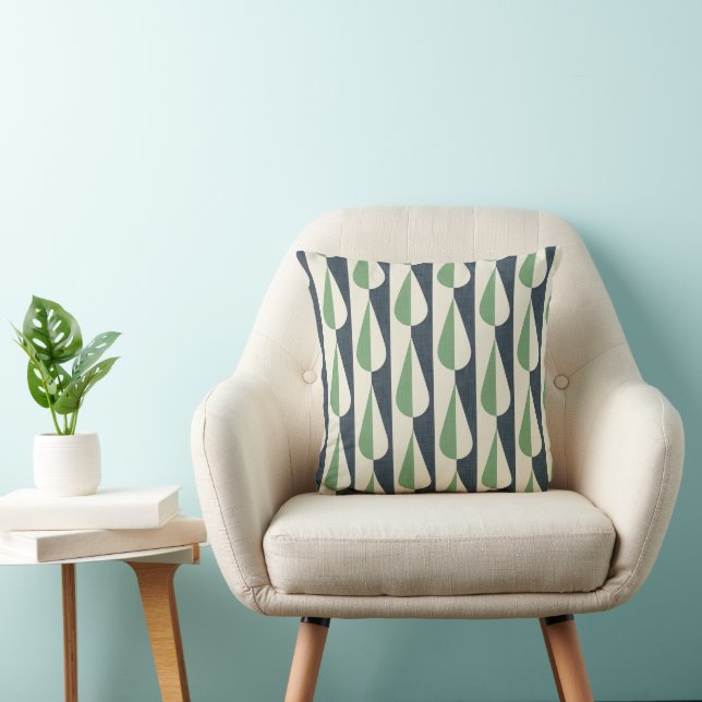 Coussin Gras rétro goutte d'eau verte et grise (Chaise)