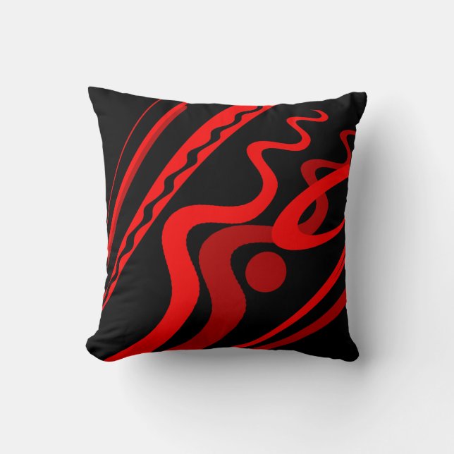 Coussin Gras Rouge, brique, rouille Noir Moderne Conceptio (Recto)