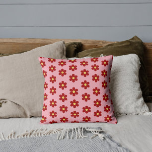 Coussin Gras Rouge et rose Fleur Bohème Tropical Whimsical