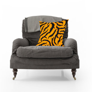 Coussin Gras Tiger Stripes Motif en orange et noir