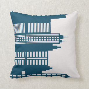 Coussin Gratte-ciel en effervescence et bruits Bleu