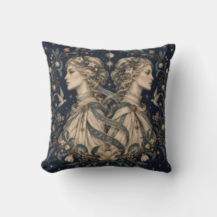 Coussin Gravure botanique de minuit Gemini