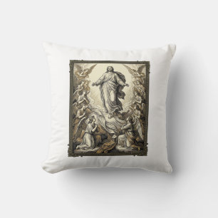 Coussin Gravure d'ange d'ascension vintage Vector Art_1