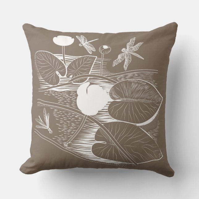 Coussin Gravure de nénuphars (Recto)