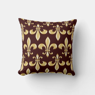 Coussin Gravure Vintage Classique Fleur-de-lis Art