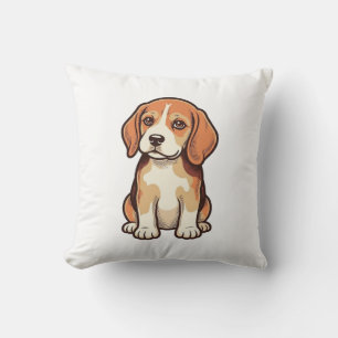 Coussin Gravure vintage de chiot Beagle Art vectoriel_1