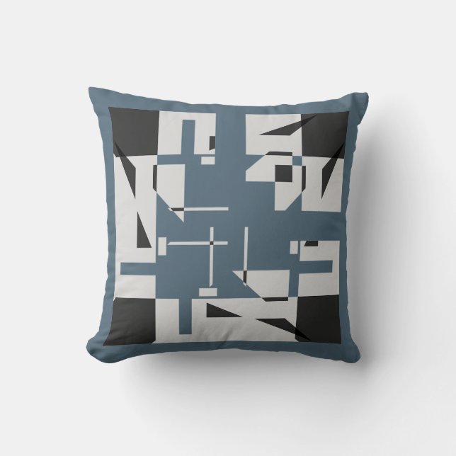 Coussin Gray Black Slate Blue Small Shapes Art Labyrinth (Recto)