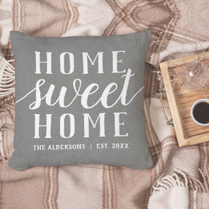 Coussin Gray & blanc Personnalisé Accueil Sweet Home