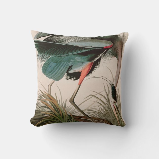 Coussin Great Blue Heron Birds of America Audubon Imprimer (Recto)