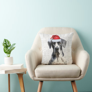 Coussin Great Dane Dog Funny Aquarelle Noël