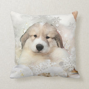 Coussin Great Pyrenees Aquarelle Puppet Holiday