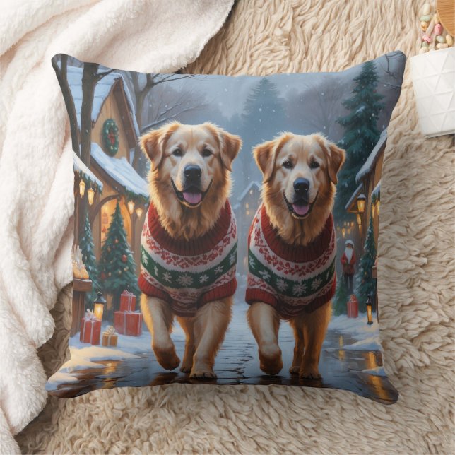 Coussin Great Pyrenees Dogs Christmas Snow Holiday  (Couverture)