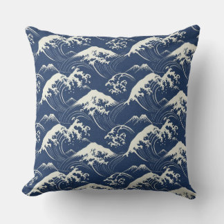 Coussin Great Wave Mandala – Seamless Japanese-Inspired Oc