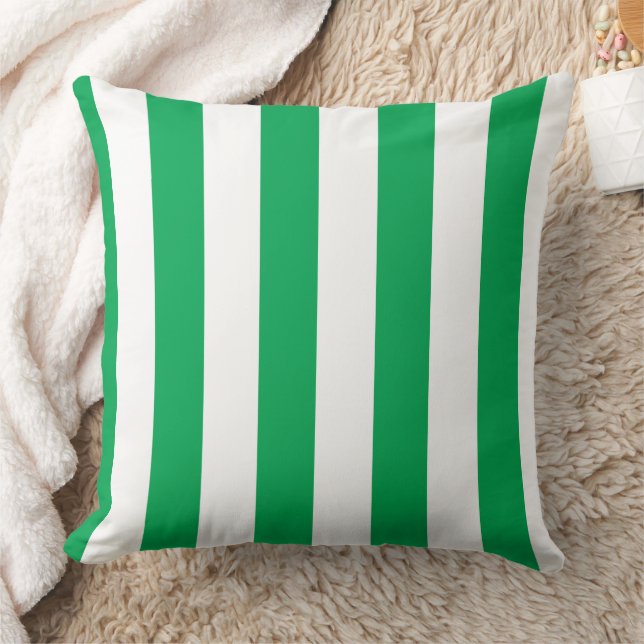 Coussin Green and White Cabana Stripes  (Couverture)