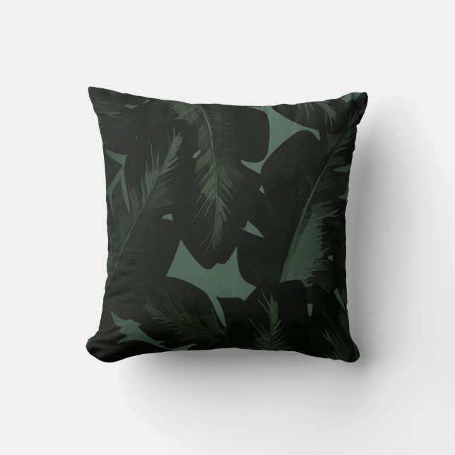 Coussin Green & Black Chic Tropical Feuille Chic Island (Recto)
