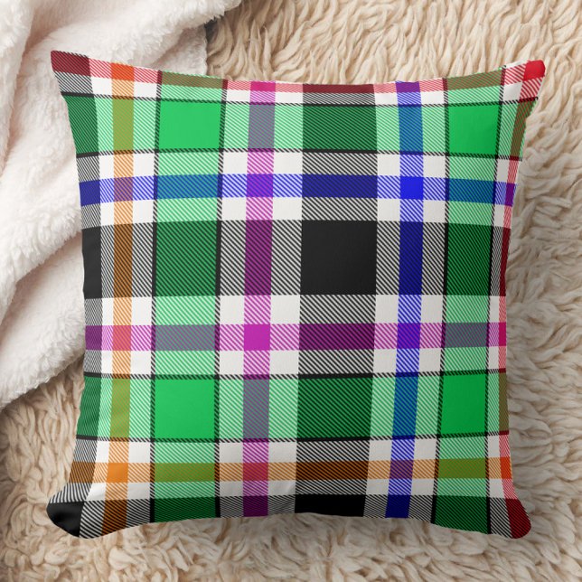 Coussin Green Black Multicolour Flannel Plaid Tartan (Créateur téléchargé)