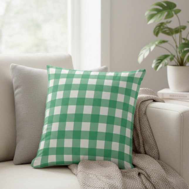 Coussin Green Checkered Decorative Pillow (Créateur téléchargé)