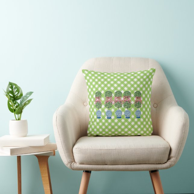 Coussin Green Chinoiserie Ginger Jars Jar Topiary  (Chaise)