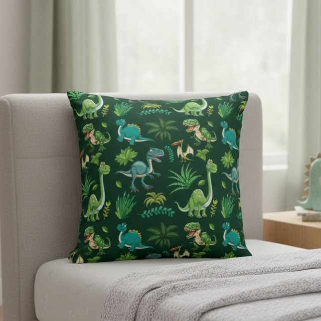 Coussin Green Dinosaur Print Decorative Pillow (Créateur téléchargé)