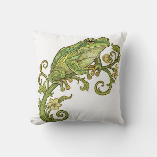 Coussin Green Frog Throw Cushion