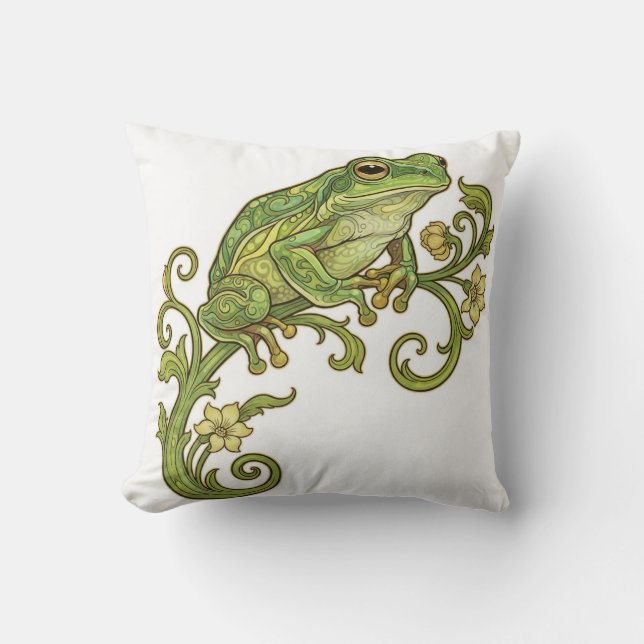 Coussin Green Frog Throw Cushion (Recto)