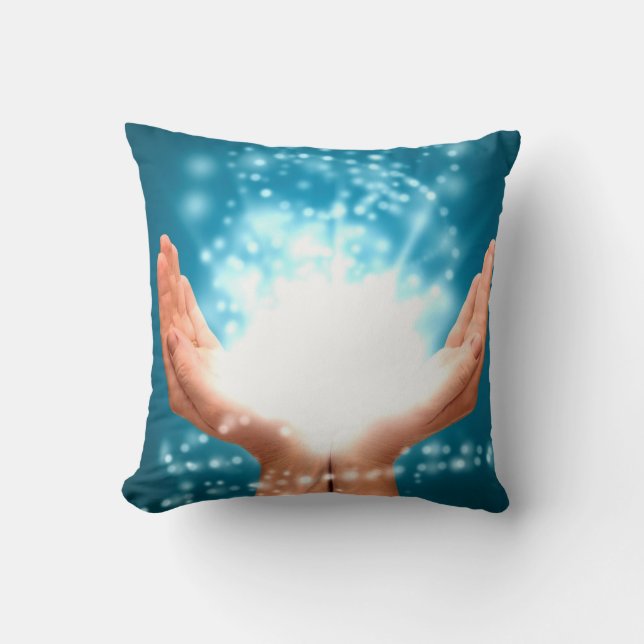 Coussin Green healing hands chakra Reiki energy zen yoga (Recto)