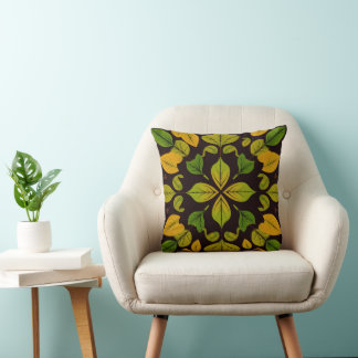 Coussin Green Leaf Abstract Square Throw Pillow