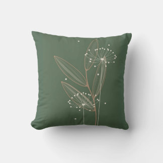 Coussin Green Minimalist Botanical Line Art Floral