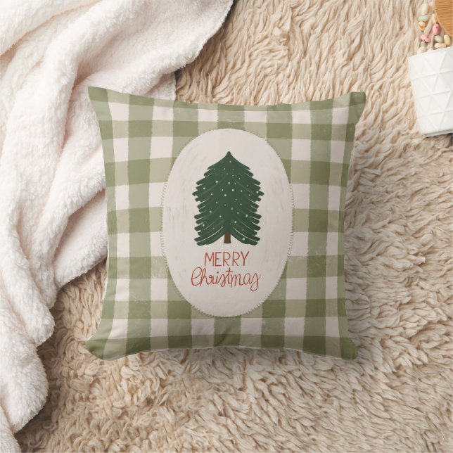 Coussin Green Plaid Joyeux Noël, Agritourisme rustique (Couverture)