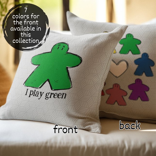 Coussin Green Rainbow Meeple Board Game Love (Créateur téléchargé)
