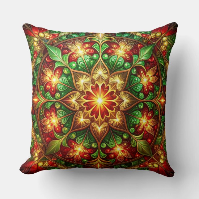 Coussin Green Red Decorative Christmas Throw Pillow (Recto)