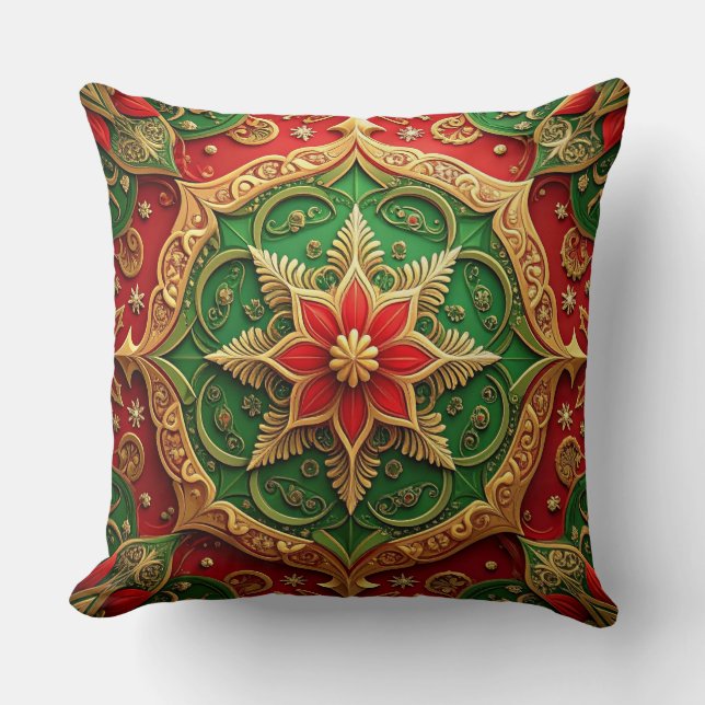 Coussin Green Red Decorative Christmas Throw Pillow (Recto)