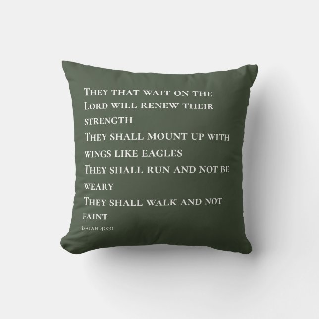 Coussin Green Scripture Verse Isaiah 40 (Recto)