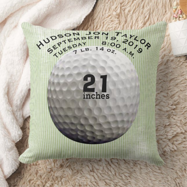 Coussin Green Stripe Golf Ball Boys Birth Record (Couverture)