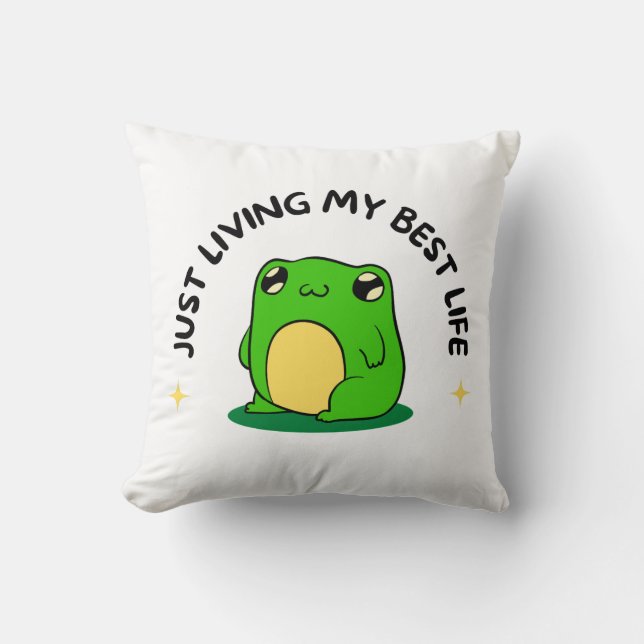 Coussin Green Sweet Cute Simple Frog Character Pillow (Recto)