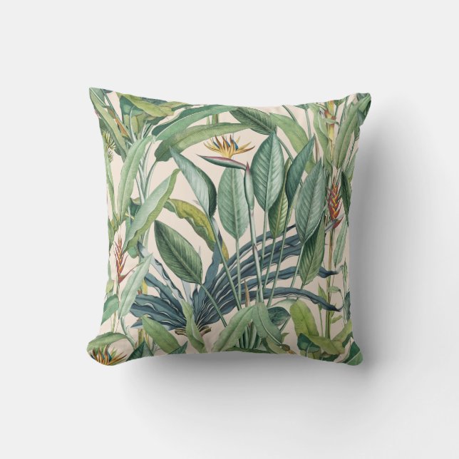 Coussin Green Tropical Jungle Banana Tree Strelitzia (Recto)