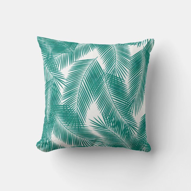 Coussin Green Tropical Palm Feuille Motif (Recto)