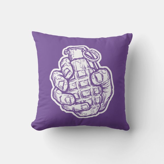 Coussin Grenade À La Main En Style Bande Dessinée (Recto)