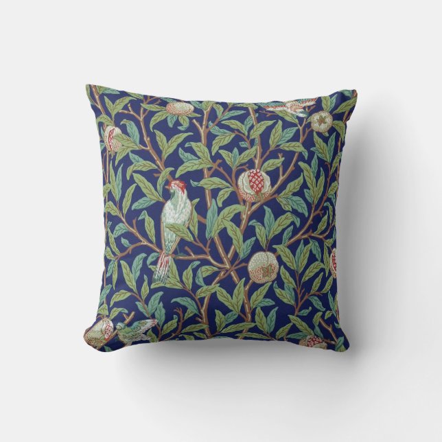 Coussin Grenade et petit oiseau, William Morris (Recto)