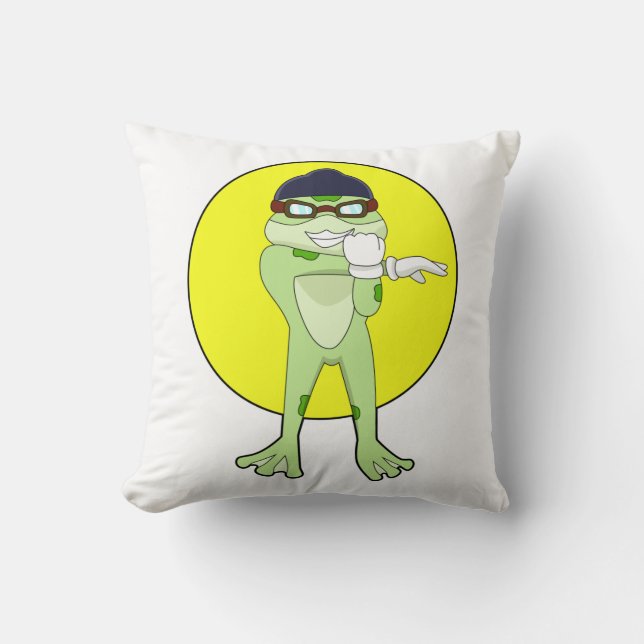 Coussin Grenouille avec lunettes de natation (Recto)
