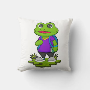 Coussin Grenouille comme randonneur avec sac à dos