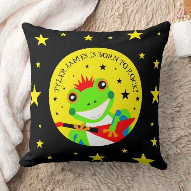 Coussin Grenouille d'arbre d'anniversaire de Rockin avec g (Couverture)