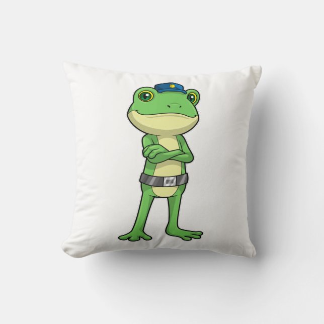 Coussin Grenouille en tant qu'agent de police avec casquet (Recto)