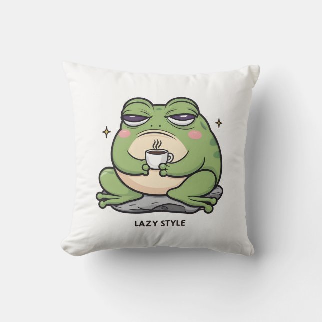 Coussin Grenouille grincheuse avec une minuscule coupe de  (Recto)