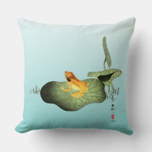 Coussin Grenouille jaune sur feuille de lotus