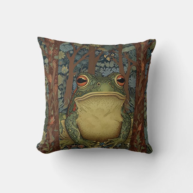 Coussin grenouille vintage de la forêt de boho (Recto)
