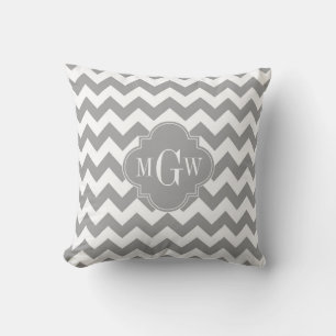 Coussin Grey What Chevron Dk Gris Quatrefoil 3 Monogramme