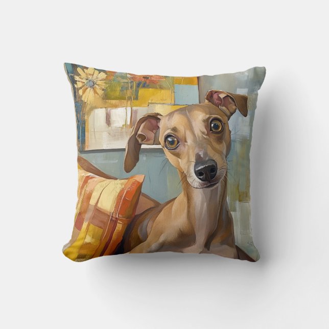 Coussin Greyhound sur un canapé (Recto)